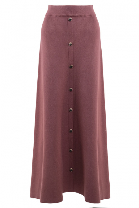 Makina Faux Button Knit Skirt - Rose Brown