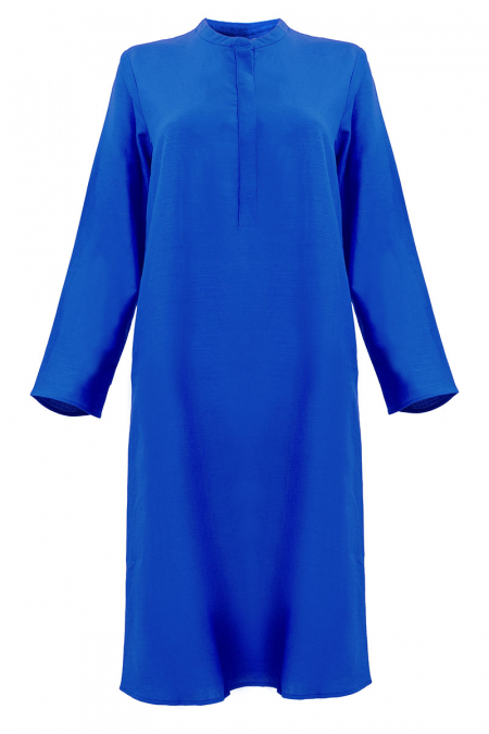 Nevaya Henley Button Tunic - Royal Blue