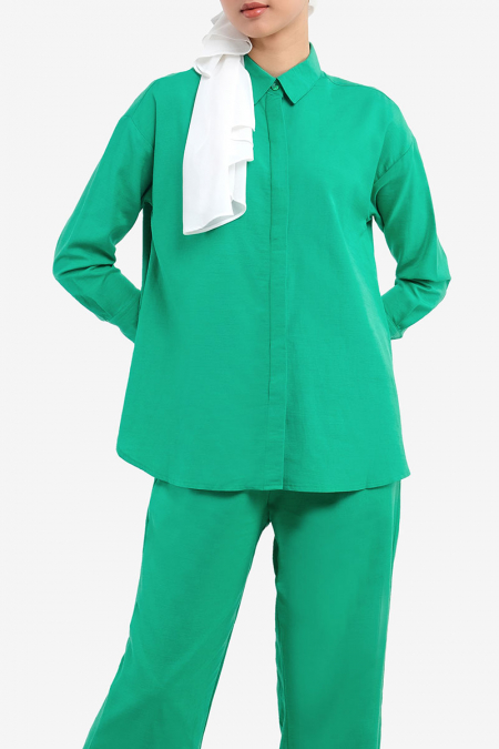 Osenna Front Button Shirt - Jade Green