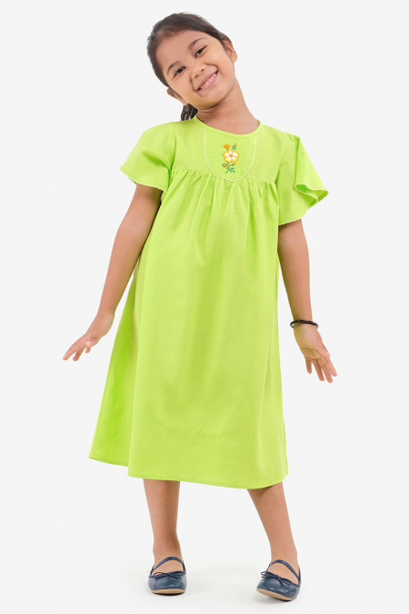KIDS Stefania Flared Dress - Lime