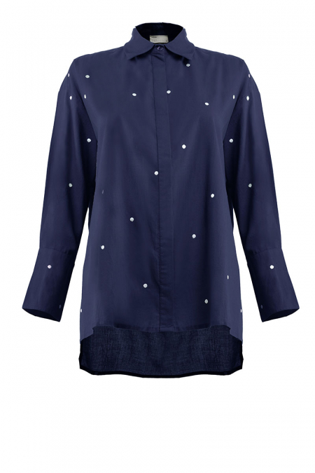 Kiandra Embroidered Shirt - Eclipse Polka