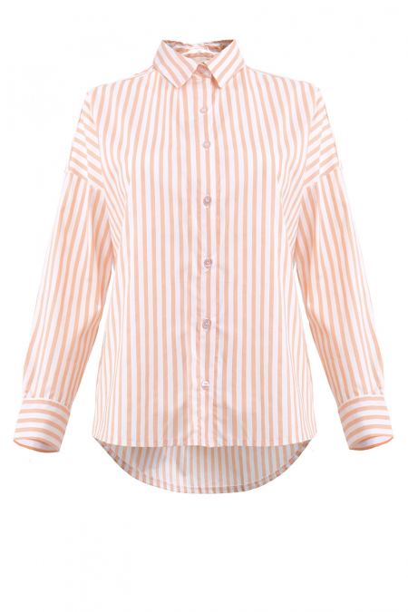 Lilyanne Front Button Shirt - Peach/White Stripe