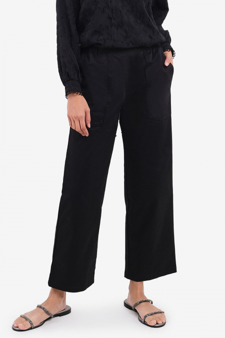 Arella Straight Cut Pants - Black