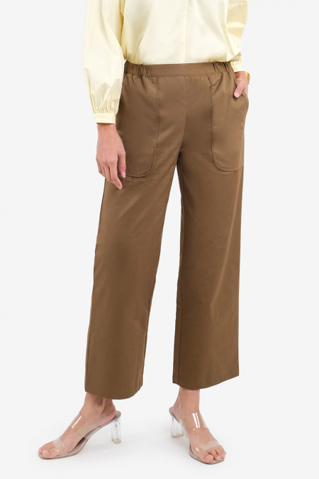 Arella Straight Cut Pants - Sepia Brown