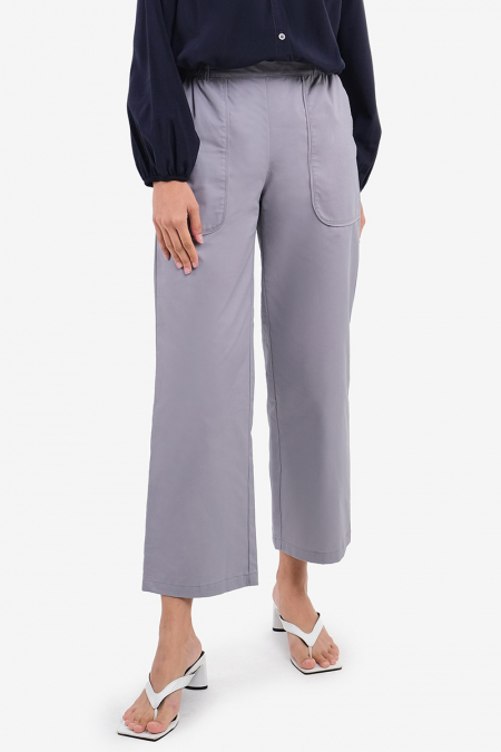 Arella Straight Cut Pants - Light Grey