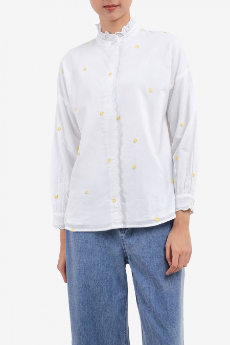 Ricaela Embroidered Blouse - White Floral