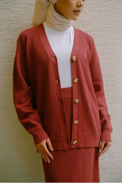 Amandine Ribbed Front Button Cardigan