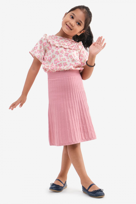 KIDS Samara Ribbed Knit Skirt - Candy Pink