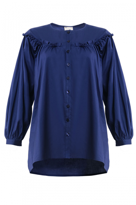 Ramleen Front Button Blouse - Navy