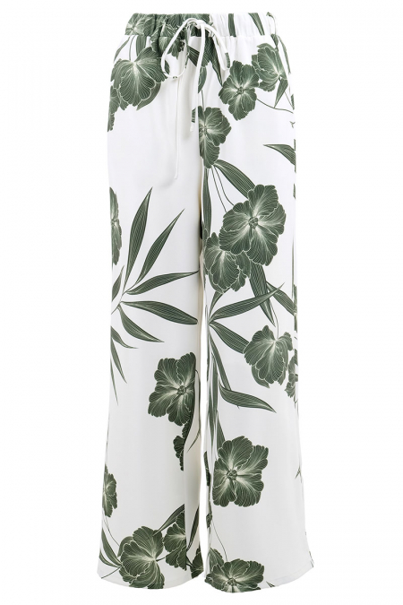 Honesty Straight Cut Pants - Cream Wildflower