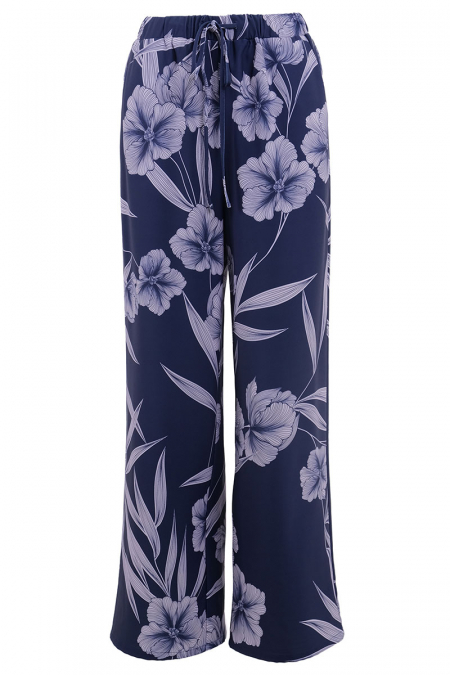 Honesty Straight Cut Pants - Navy Wildflower