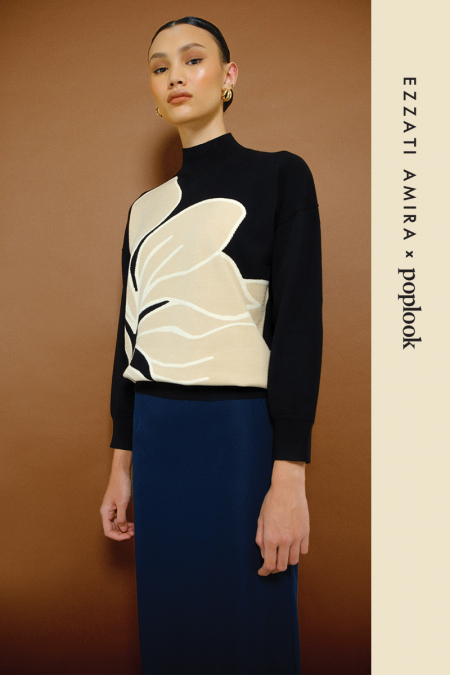 Kindness Drop Shoulder Sweater - Black/Abstract Bloom