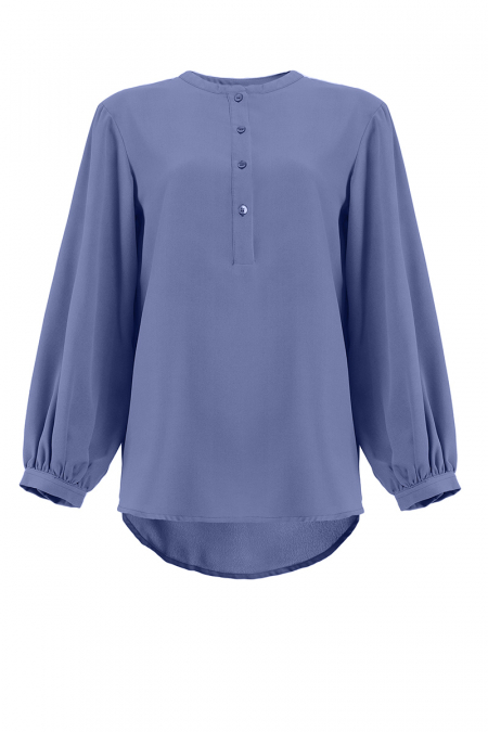 Hanley Curved Hem Blouse - Cloud Blue