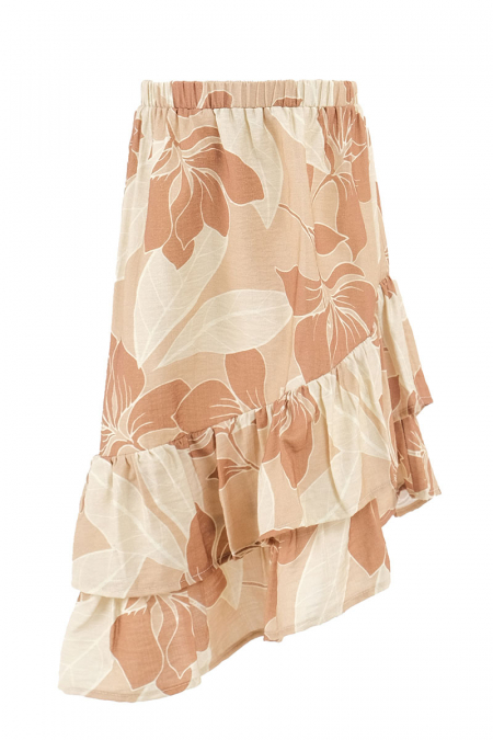 KIDS Strength Asymmetrical Skirt - Beige Abstract Bloom