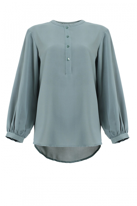 Hanley Curved Hem Blouse - Ocean Teal