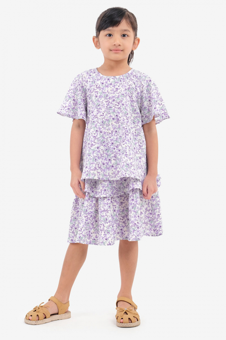 KIDS Orisia Raglan Sleeve Blouse - Purple Floral