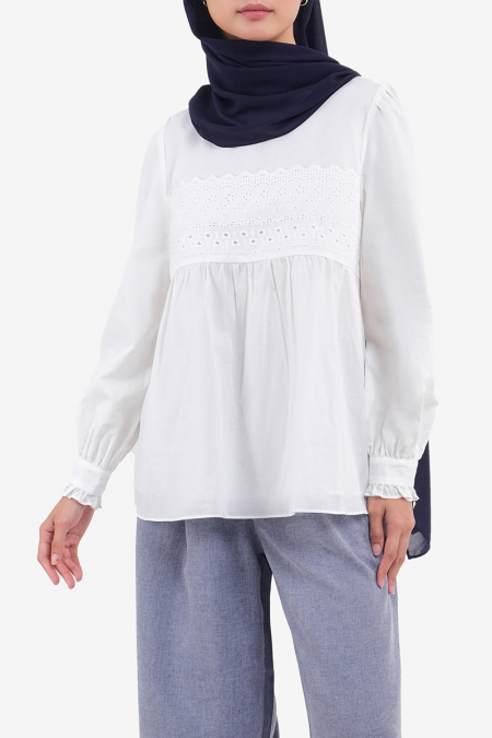 Dylyn Puff Shoulder Blouse - White