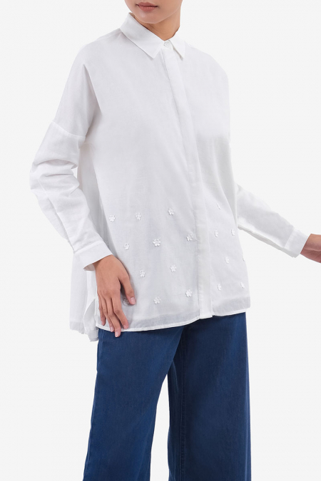 Lavinya Front Button Shirt - White