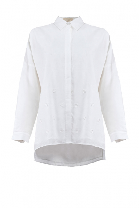 Lavinya Front Button Shirt - White