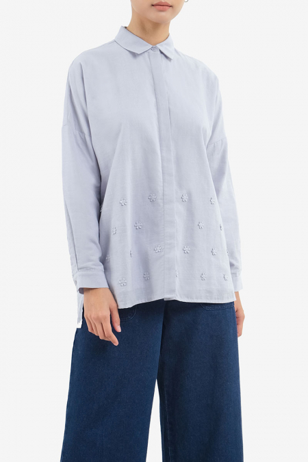 Lavinya Front Button Shirt - Lilac Hint