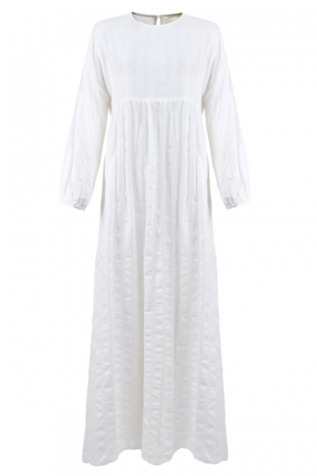 Yalith Gathered Waist Dress - White