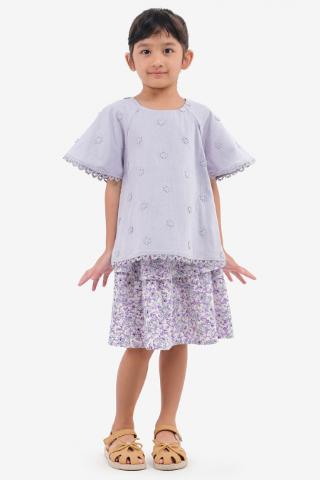 KIDS Makeda Embroidered Blouse - Lilac Hint