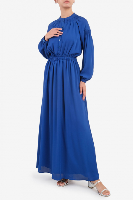 Nakita Gathered Waist Dress - Classic Blue