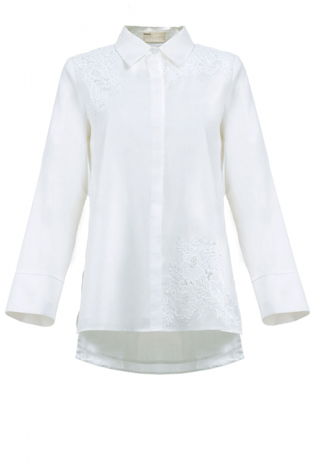 Paislee Front Button Shirt - White