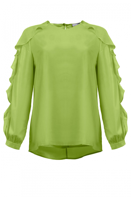Meyla Ruffle Sleeve Blouse - Apple Green