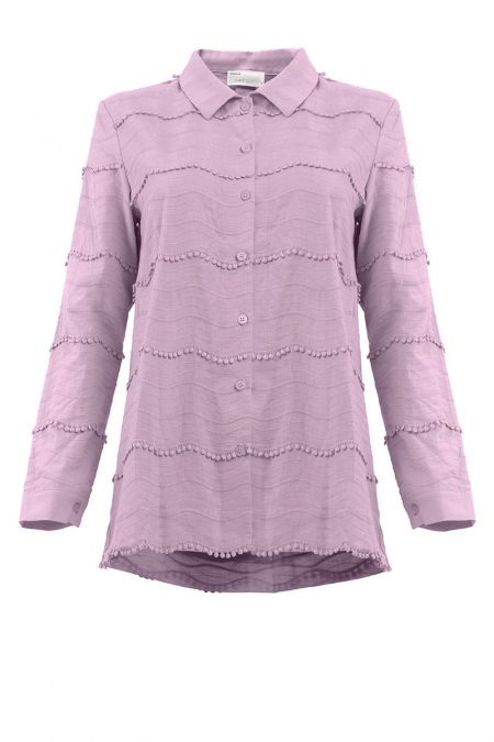 Emsley Front Button Shirt - Lilac Ash