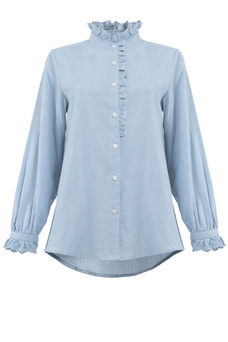 Layianna Front Button Blouse - Pale Blue