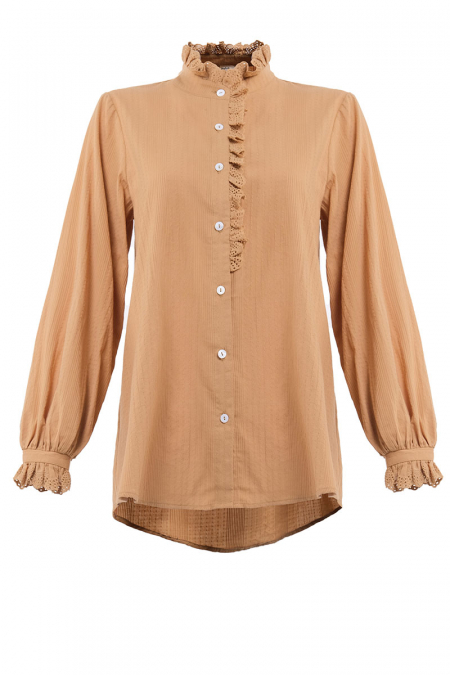 Layianna Front Button Blouse - Taffy Brown