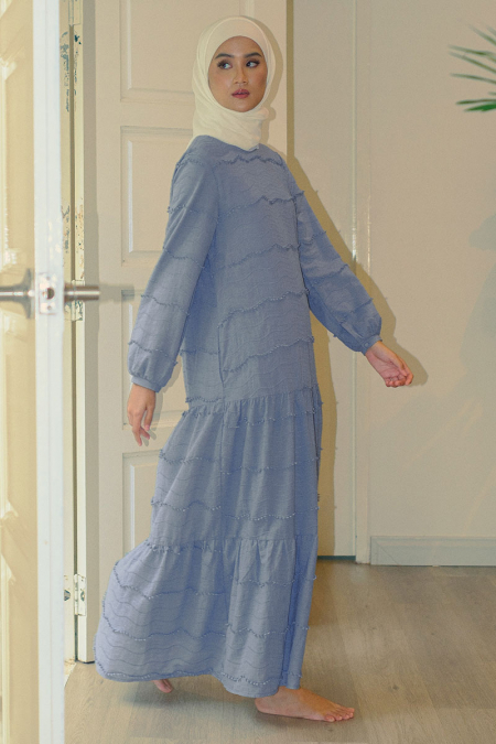 Fayetta Gathered Tier Dress - Blue Bell