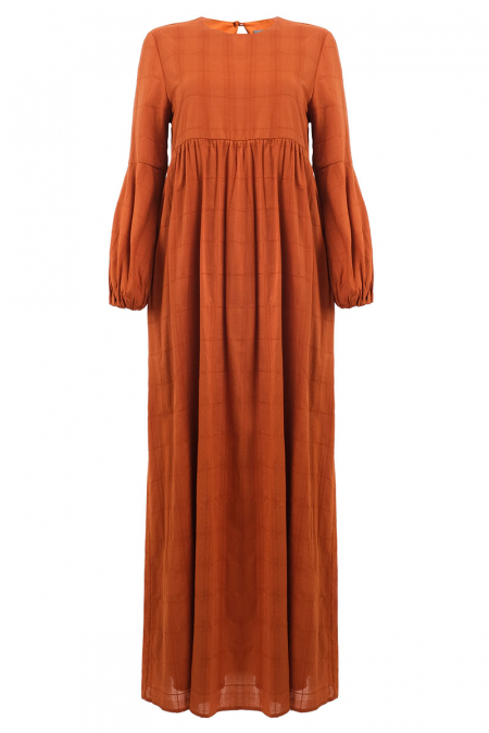 Akesa Gathered Waist Dress - Terracotta