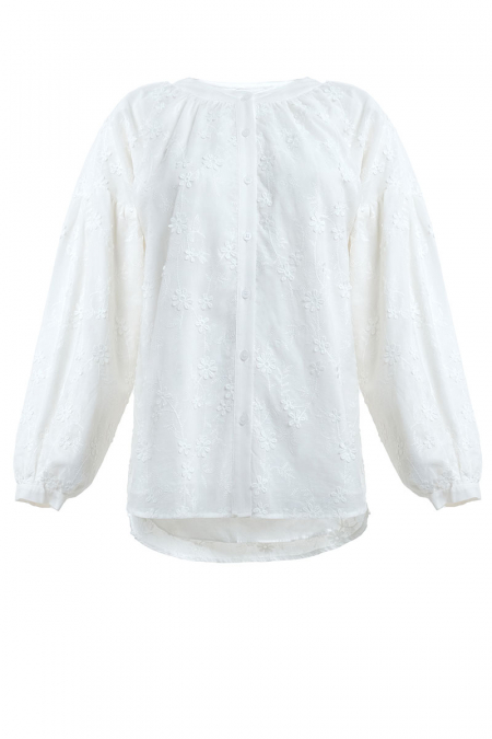 Dakira Lantern Sleeve Blouse - White