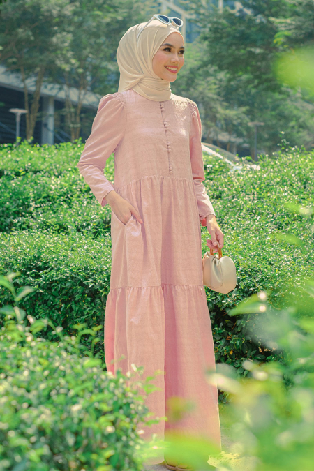 Yaiza Gathered Tier Dress - Primrose Pink
