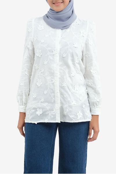 Fronia Embroidered Front Button Blouse