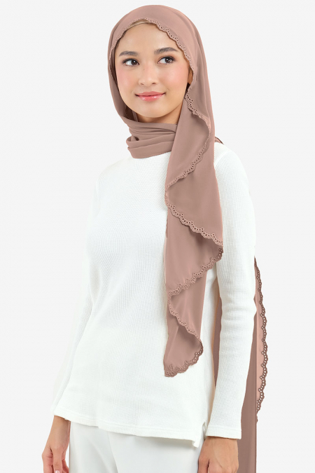 Gionna Embroidered Scallop Headscarf - Sand