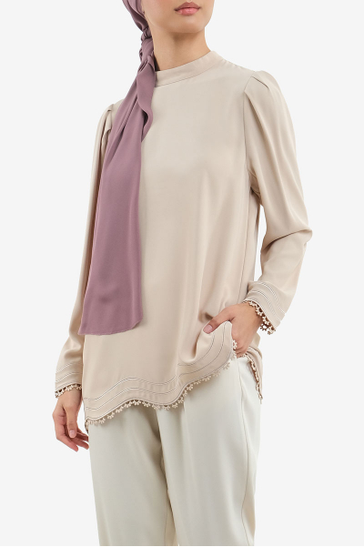 Prisca High Neck Flared Blouse