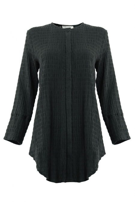 Daneve Front Button Tunic - Forest Green