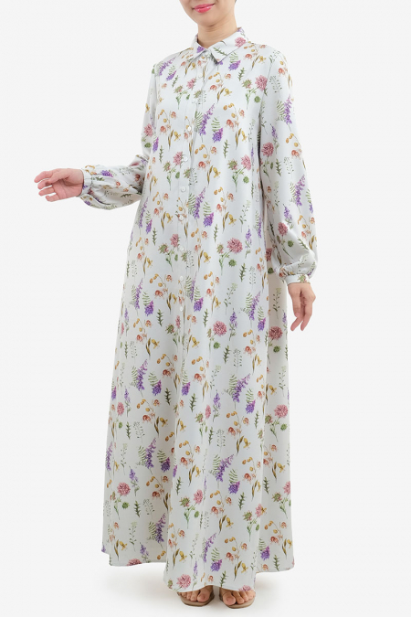Vincenza Front Button Shirt Dress - Beige Floral