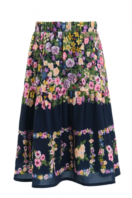 KIDS Riada A-Line Skirt - Navy Print