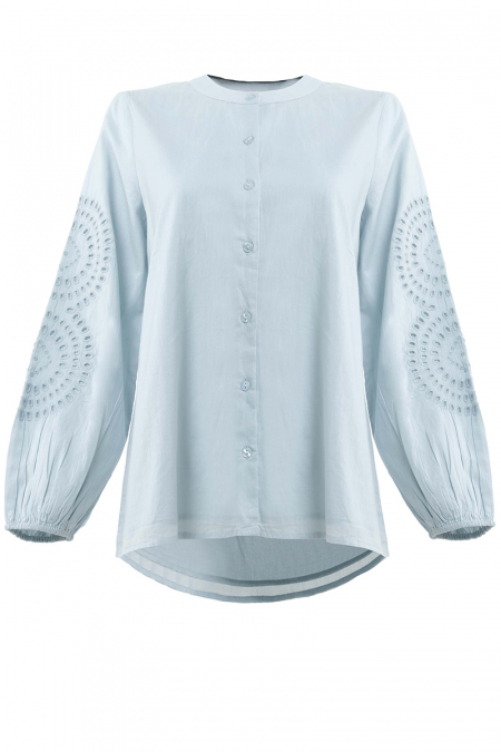 Tazmeen Front Button Blouse - Sky Blue