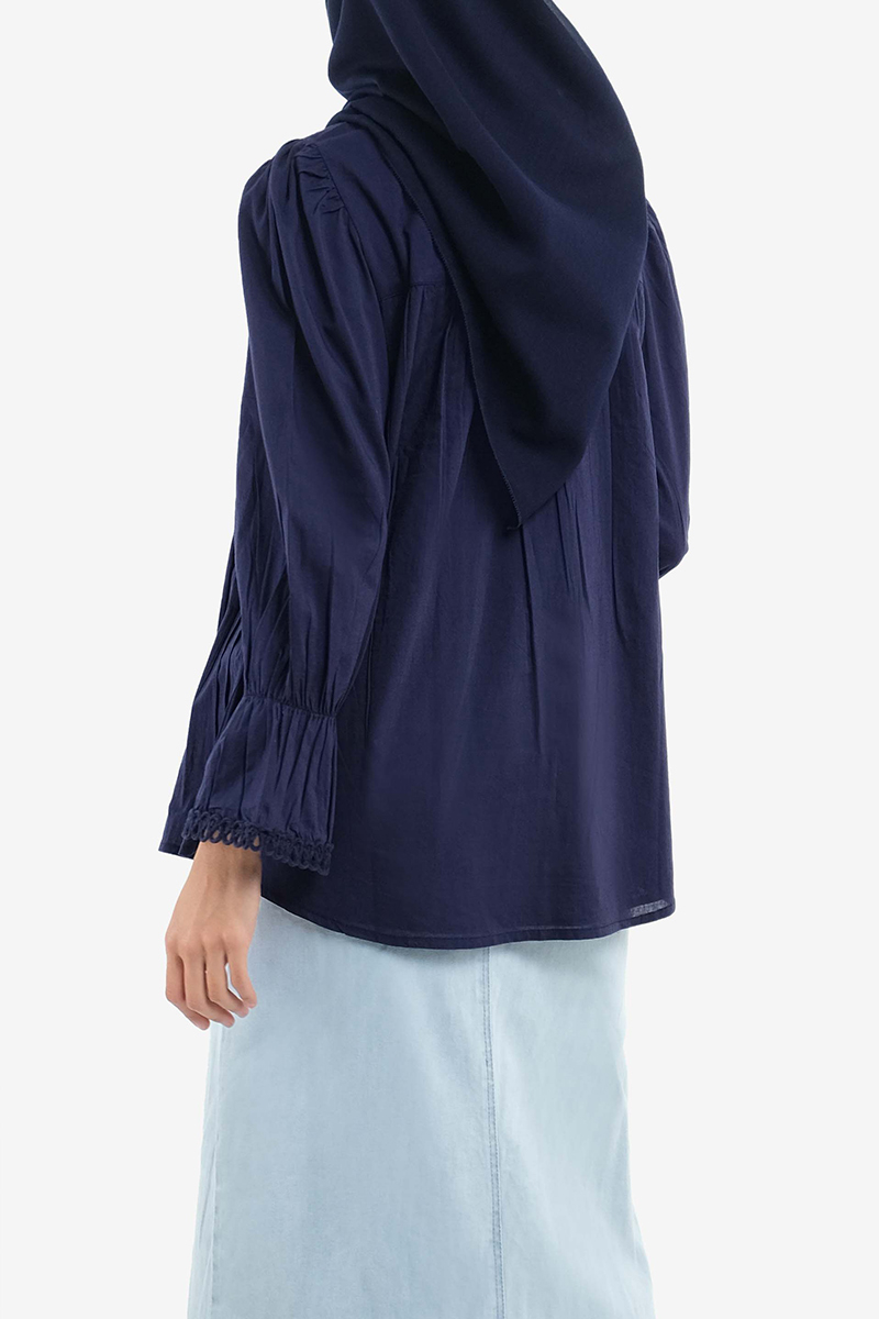 Vedika Front Pleated Blouse - Eclipse - Poplook.com