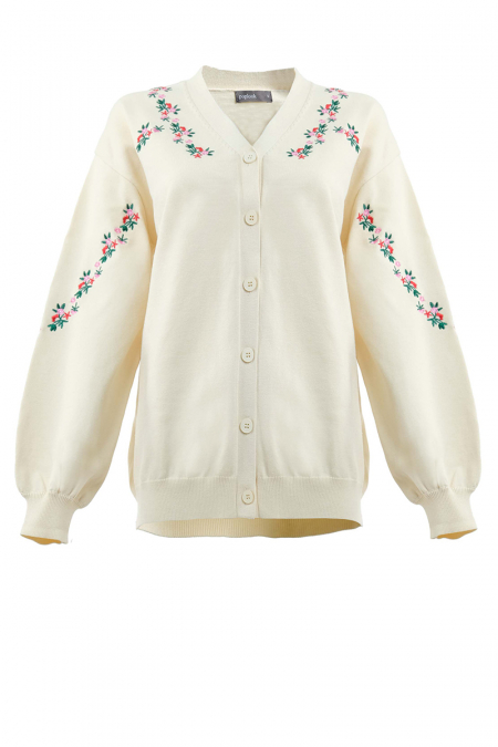 Hadiza Front Button Cardigan - Cream