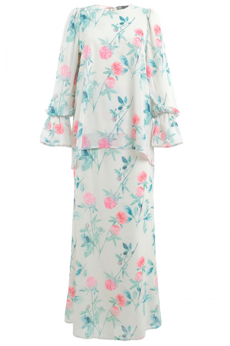 Cinta Blouse & Skirt - Beige/Red Bloom