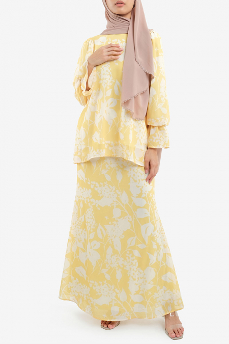 Cinta Blouse & Skirt - Yellow Floral Abstract