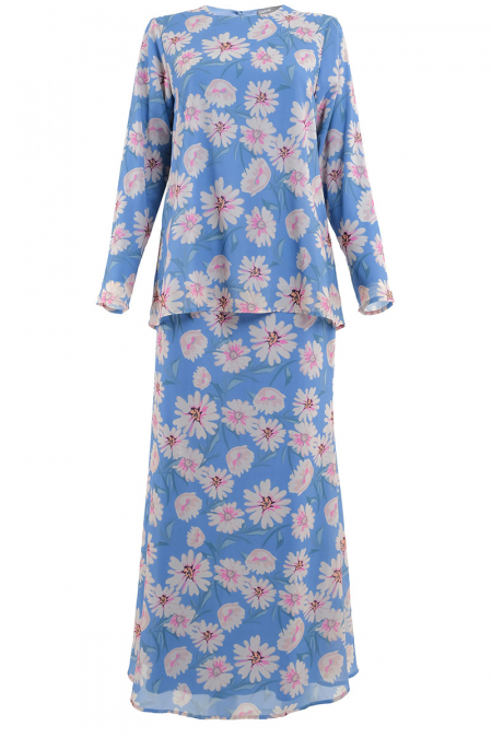 Sayang Blouse & Skirt - Blue Floral Art