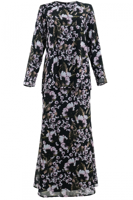Sayang Blouse & Skirt - Black Vintage Floral