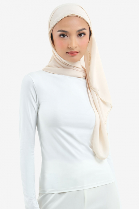 Aisyah Scallop Headscarf - Oat Milk